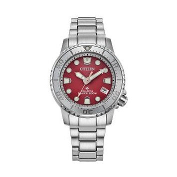 Citizen Promaster Dive EO2027-50Z Eco-Drive Red Dial Stainless Steel Women's Dive Watch