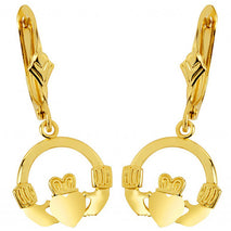 Gold Claddagh Earring with Leverback(Available in Yellow And White Gold)
