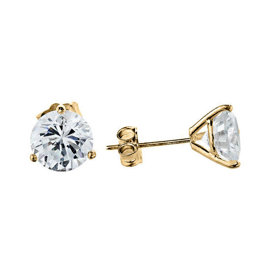 10K Gold CZ Martini Stud Earrings(Available in Yellow/Rose/White)