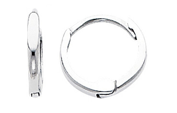 14K White Gold Round Huggies Earrings
