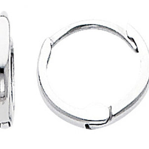 14K White Gold Round Huggies Earrings