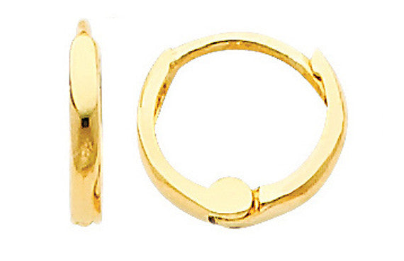 14K Yellow Gold Round Huggies