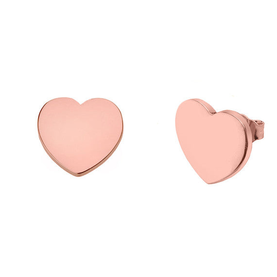 Solid Gold Simple Heart Earrings (Available in Yellow/Rose/White Gold)
