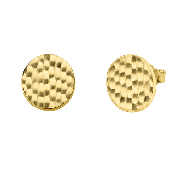 Gold Hammered Round Stud Earrings(Available in Yellow/Rose/White Gold)