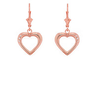 3-Stone Diamond Open Heart Leverback Earrings (Available in Yellow/Rose/White Gold)