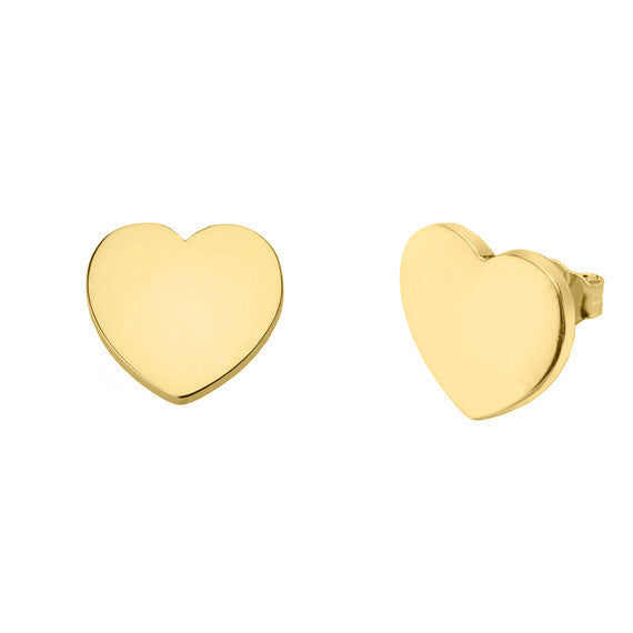 Solid Gold Simple Heart Earrings (Available in Yellow/Rose/White Gold)