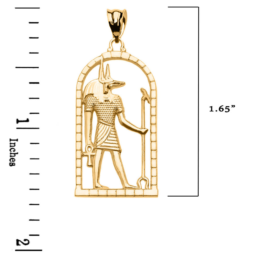 Gold Egyptian Anubis Pendant Necklace (Available in Yellow/Rose/White Gold)