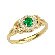 Yellow Gold Diamond and Emerald Engagement/Promise Ring