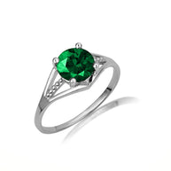 .925 Sterling Silver Round Beaded Cubic Zirconia Birthstone Ring