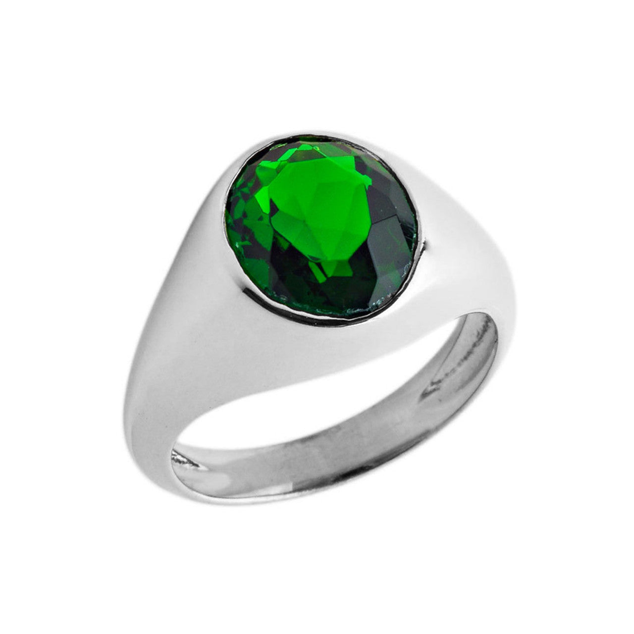 Birthstone Gentleman's Pinky Ring in Sterling Silver