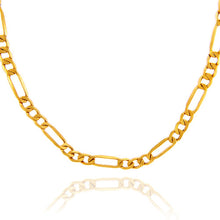 3mm Hollow 10K Gold Figaro Chain Link Necklace