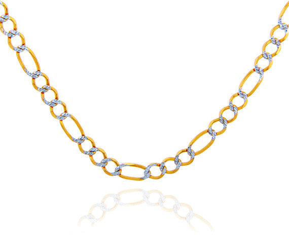 5.8mm 10K Gold Diamond Cut Figaro Chain Link Necklace
