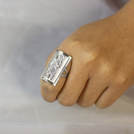 .925 Sterling Silver Saint Jude Protection Shield Signet Ring (1.20