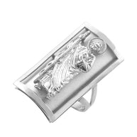.925 Sterling Silver Saint Jude Protection Shield Signet Ring (1.20