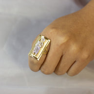 Two-Tone Gold Saint Jude Protection Shield Signet Ring (1.20