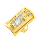 Two-Tone Gold Saint Jude Protection Shield Signet Ring (1.20