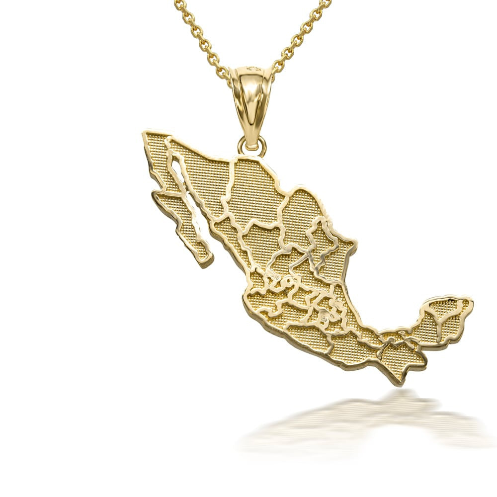 Gold Mexico Map Outline Pendant Necklace (Available in Yellow/Rose/White)