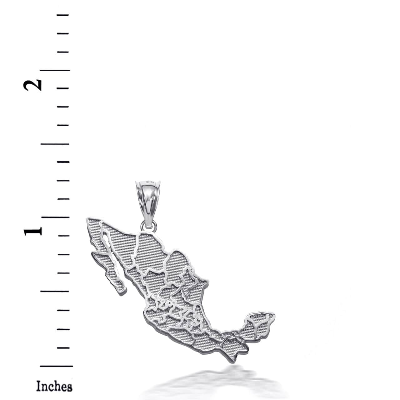 925 Sterling Silver Mexico Map Outline Pendant Necklace