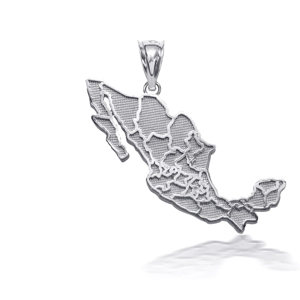 925 Sterling Silver Mexico Map Outline Pendant Necklace