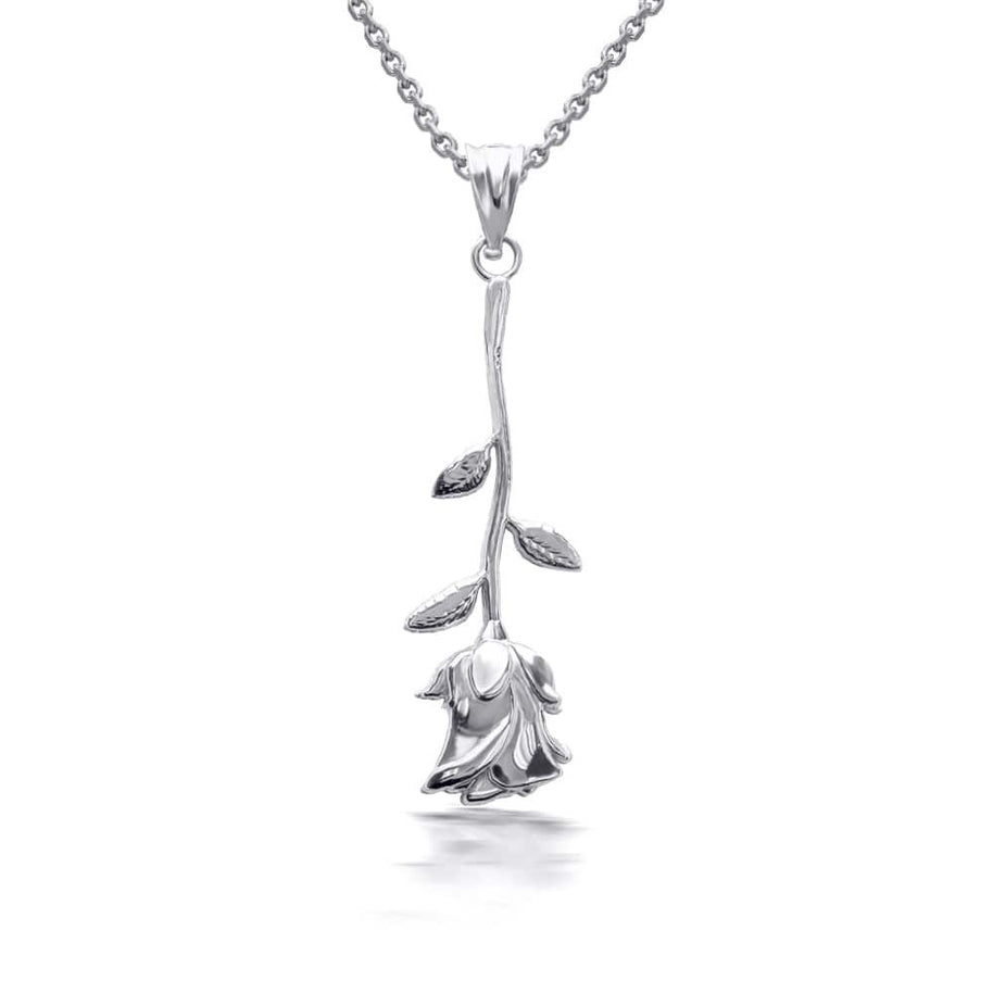 Gold Rose Flower Pendant Necklace (Available in Yellow/Rose/White Gold)
