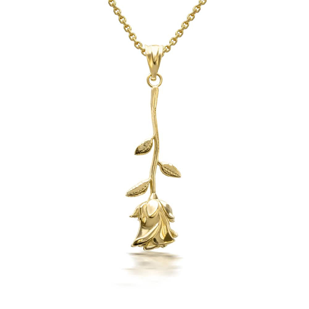 Gold Rose Flower Pendant Necklace (Available in Yellow/Rose/White Gold)
