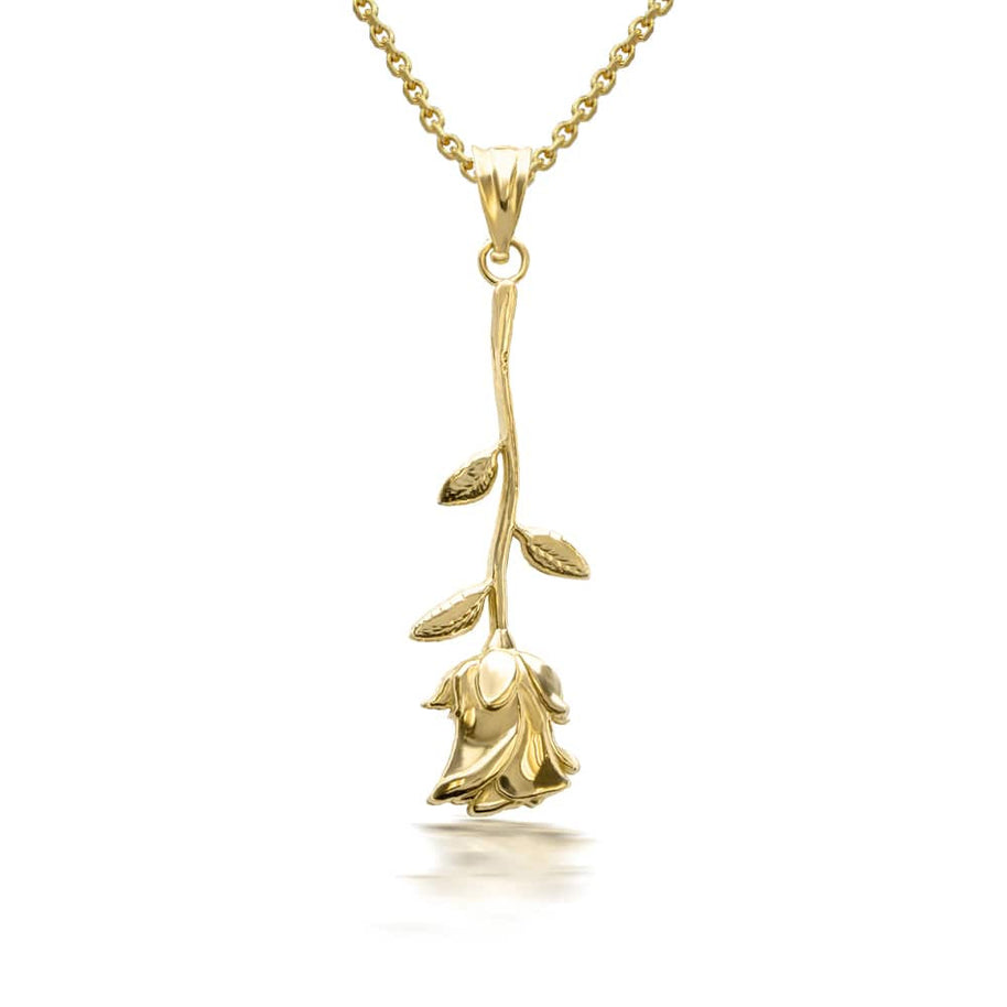 Gold Rose Flower Pendant Necklace (Available in Yellow/Rose/White Gold)
