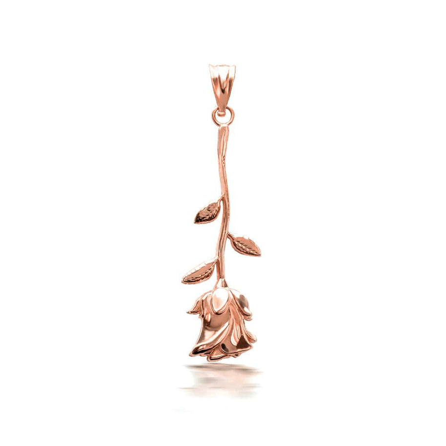 Gold Rose Flower Pendant Necklace (Available in Yellow/Rose/White Gold)