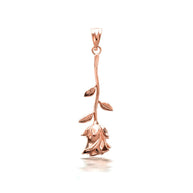 Gold Rose Flower Pendant Necklace (Available in Yellow/Rose/White Gold)