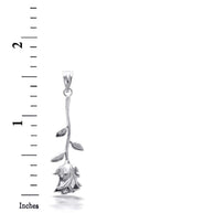 .925 Sterling Silver Rose Flower Pendant Necklace