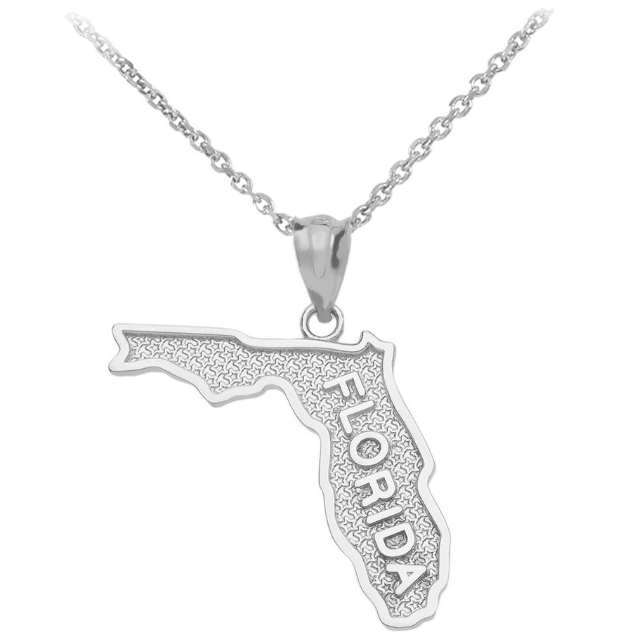 Sterling Silver 50 United States Map Pendant Necklace