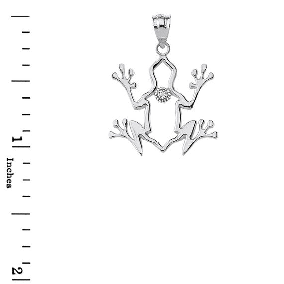 Frog Outline Solitaire Pendant Necklace in Gold (Yellow/Rose/White)