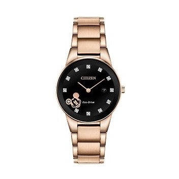 Citizen Disney Mickey Mouse GA1056-54W Black Dial Rose Gold-Tone Stainless Steel Women's Watch