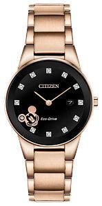 Citizen Disney Mickey Mouse GA1056-54W Black Dial Rose Gold-Tone Stainless Steel Women's Watch