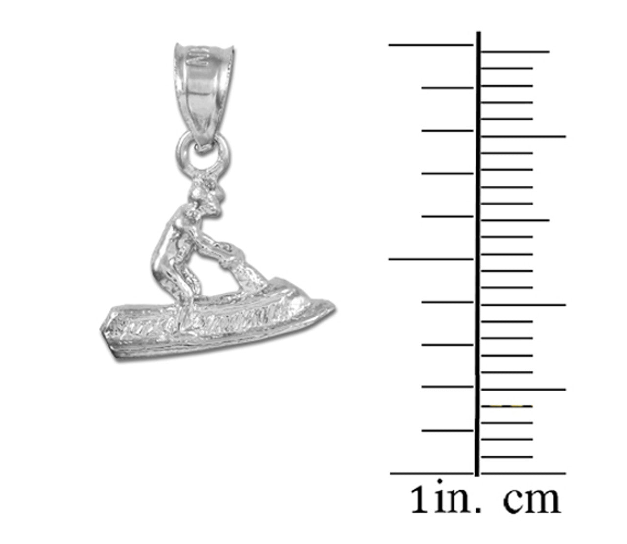 3D Jet Ski Silver Charm Necklace