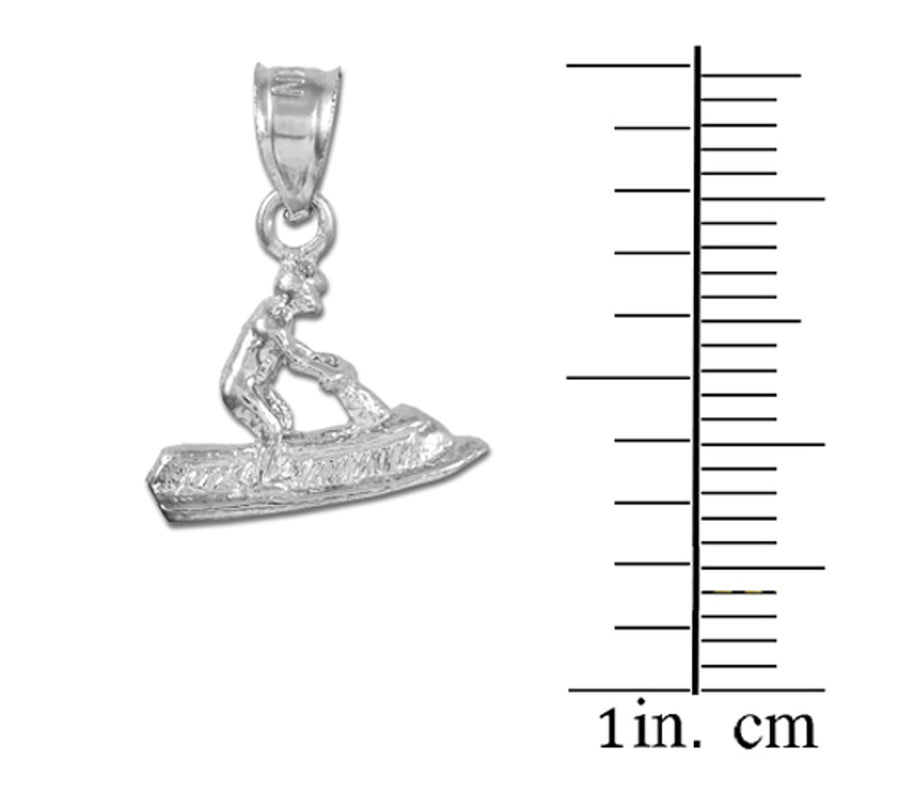 3D Jet Ski Silver Charm Necklace