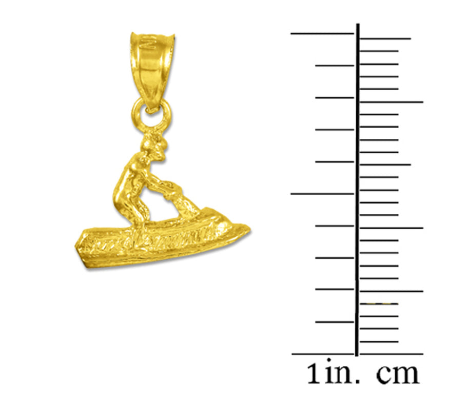 3D Jet Ski Gold Charm Pendant Necklace
