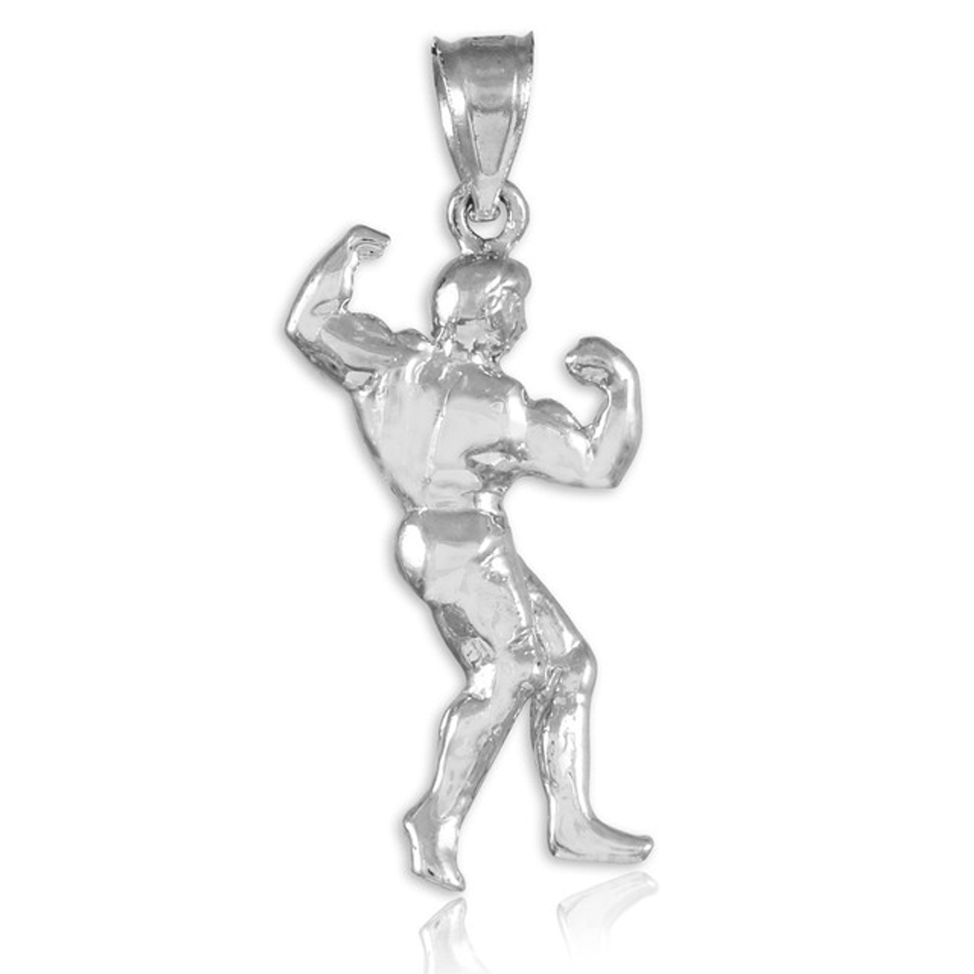 Full Bodybuilder Gold Sports Pendant Necklace (Available in Yellow/Rose/White Gold)