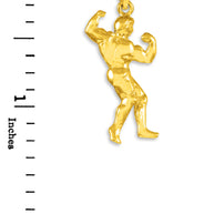Full Bodybuilder Gold Sports Pendant Necklace (Available in Yellow/Rose/White Gold)