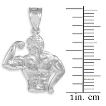 Silver Bodybuilder Charm Sports Pendant Necklace