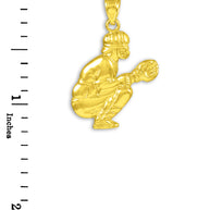 Solid Gold Baseball Catcher Charm Sports Pendant Necklace (Available in Yellow/Rose/White Gold)