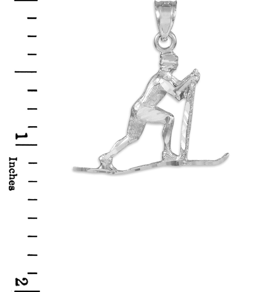 Silver Skier Pendant Necklace