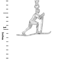 Silver Skier Pendant Necklace