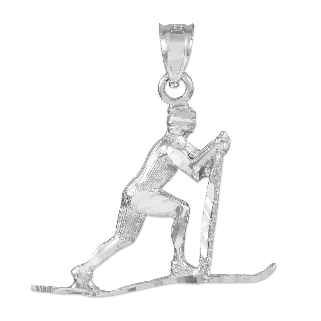 Silver Skier Pendant Necklace