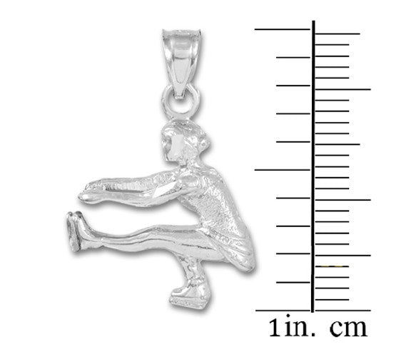 Ice Skater Silver Charm Pendant Necklace