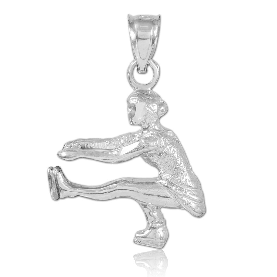 Ice Skater Silver Charm Pendant Necklace