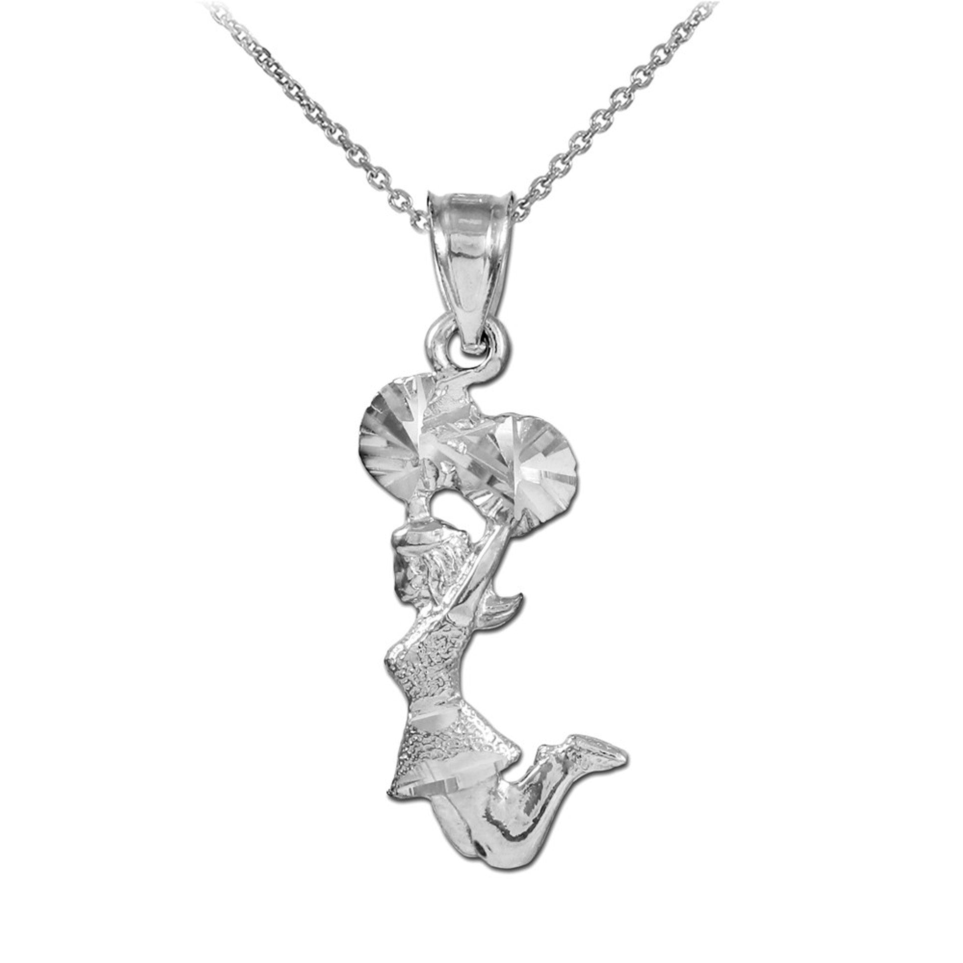 Gold Cheerleader Charm Pendant Necklace (Available In Yellow/White Gold)