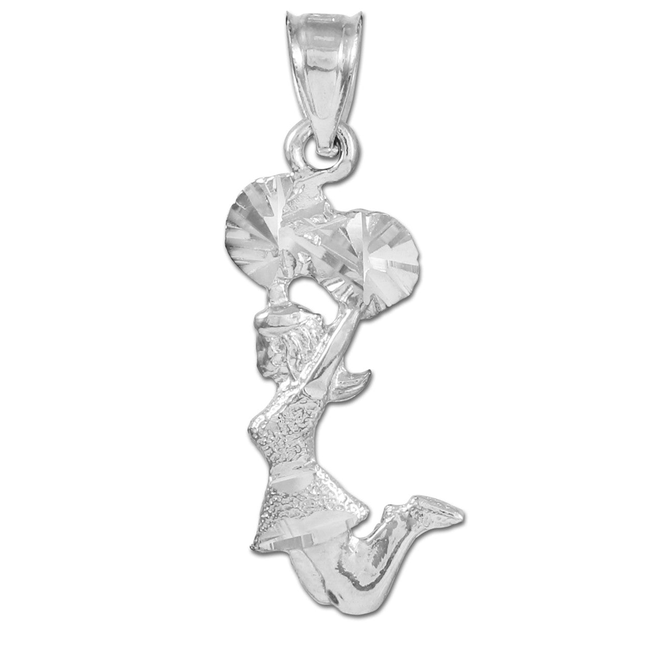 Silver Cheerleader Charm Pendant Necklace