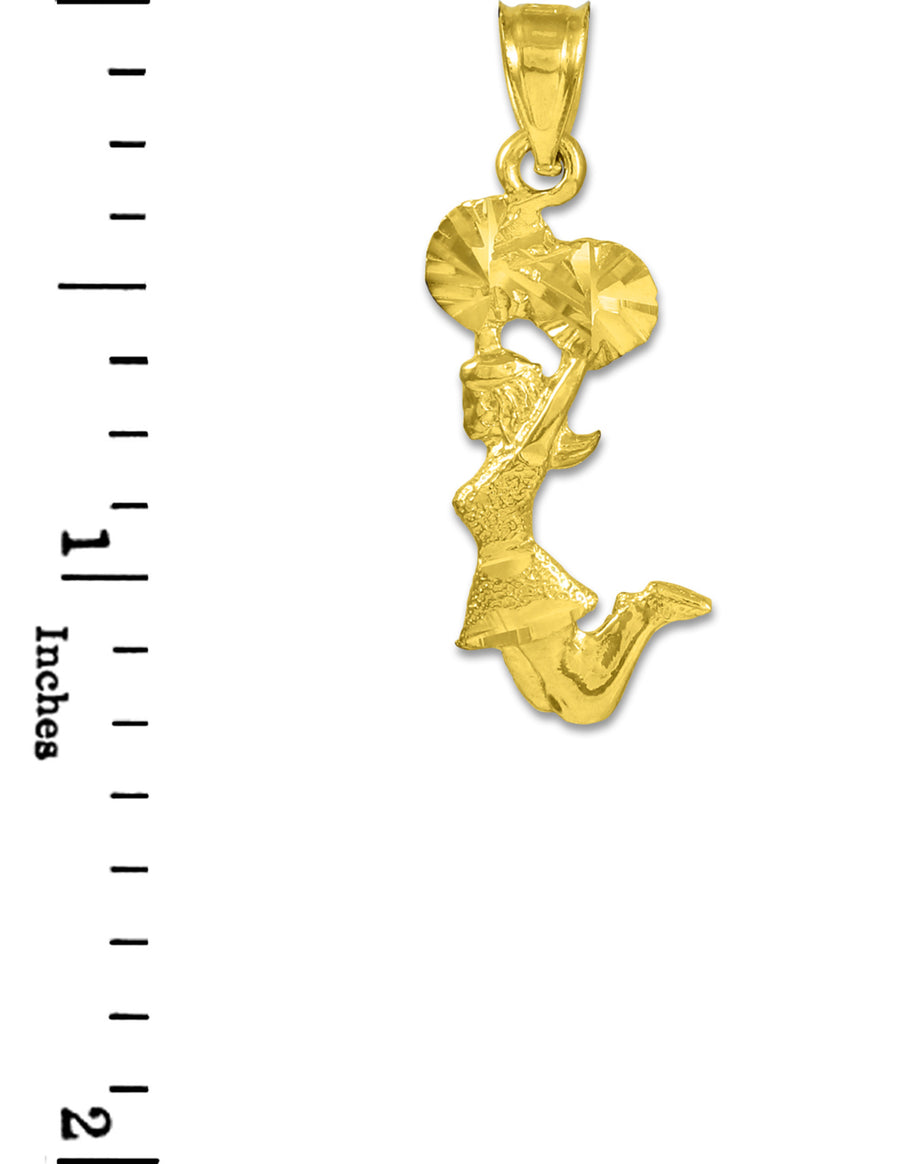 Gold Cheerleader Charm Pendant Necklace (Available In Yellow/White Gold)