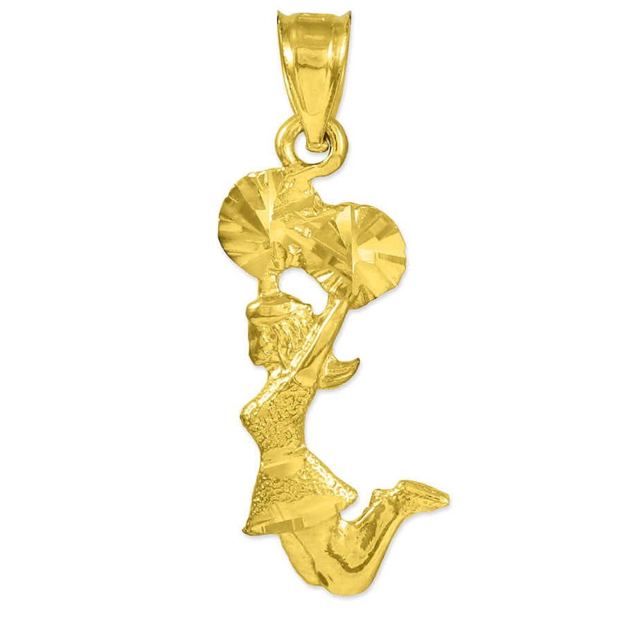 Gold Cheerleader Charm Pendant Necklace (Available In Yellow/White Gold)