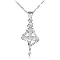 925 Sterling Silver Ballet Dance Charm Pendant Necklace